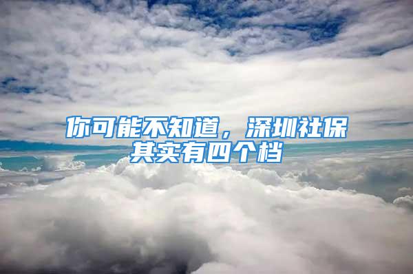 你可能不知道，深圳社保其实有四个档