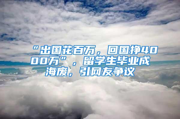 “出国花百万，回国挣4000万”，留学生毕业成海废，引网友争议