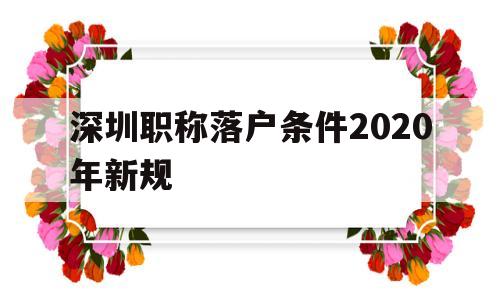 深圳职称落户条件2020年新规(深圳人才引进落户条件2020年新规) 深圳学历入户