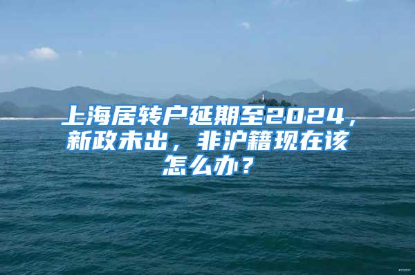 上海居转户延期至2024，新政未出，非沪籍现在该怎么办？