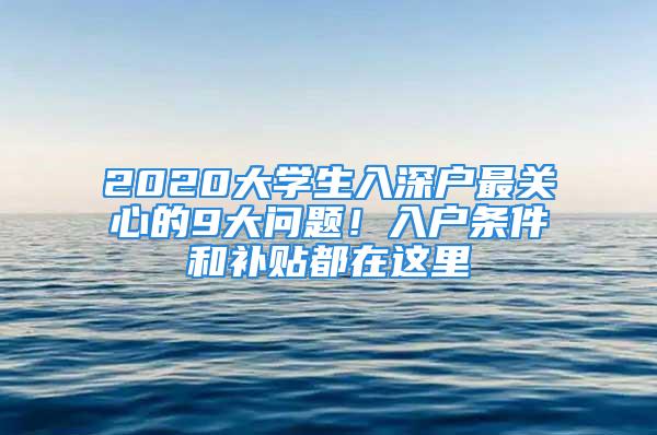 2020大学生入深户最关心的9大问题！入户条件和补贴都在这里