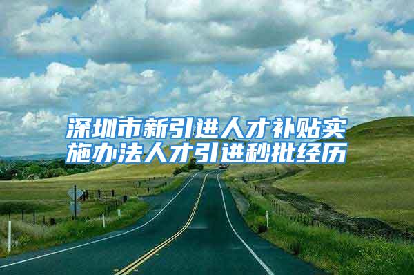 深圳市新引进人才补贴实施办法人才引进秒批经历