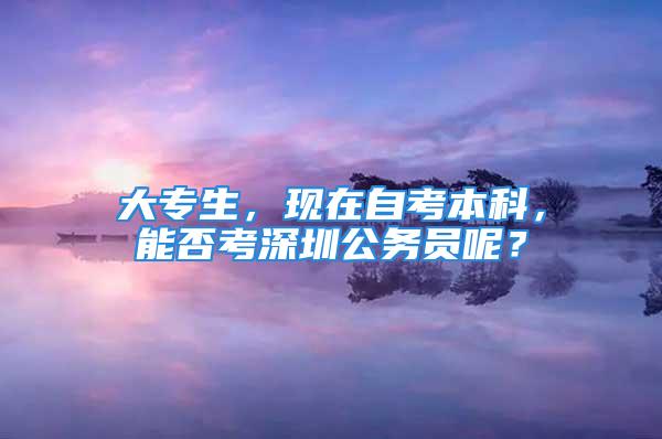 大专生，现在自考本科，能否考深圳公务员呢？