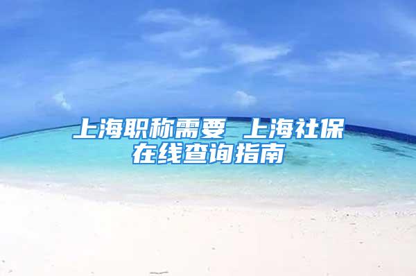 上海职称需要 上海社保在线查询指南