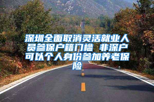 深圳全面取消灵活就业人员参保户籍门槛 非深户可以个人身份参加养老保险