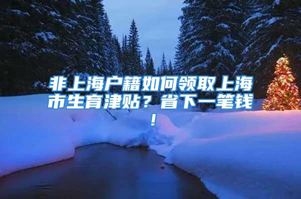 非上海户籍如何领取上海市生育津贴？省下一笔钱！