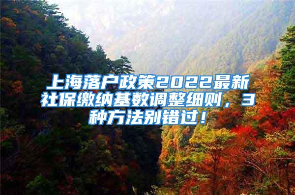 上海落户政策2022最新社保缴纳基数调整细则，3种方法别错过！