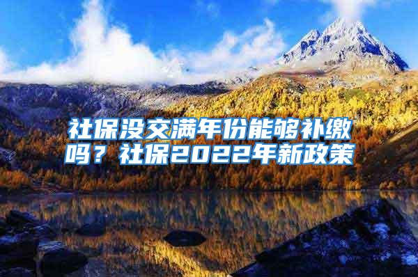 社保没交满年份能够补缴吗？社保2022年新政策