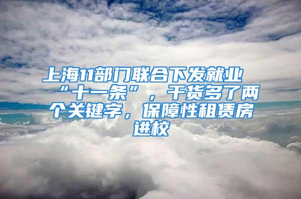 上海11部门联合下发就业“十一条”，干货多了两个关键字，保障性租赁房进校