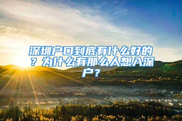 深圳户口到底有什么好的？为什么有那么人想入深户？