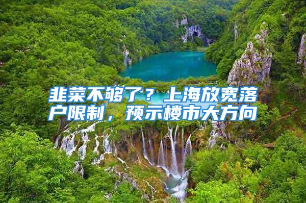 韭菜不够了？上海放宽落户限制，预示楼市大方向