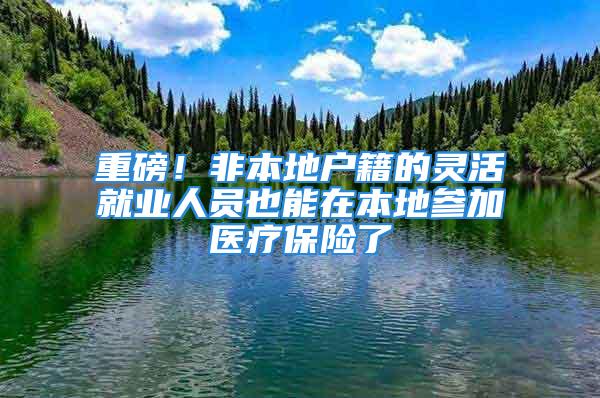 重磅！非本地户籍的灵活就业人员也能在本地参加医疗保险了