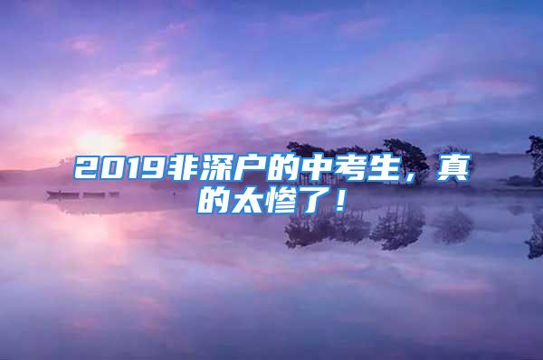 2019非深户的中考生，真的太惨了！