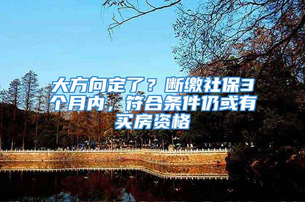 大方向定了？断缴社保3个月内，符合条件仍或有买房资格