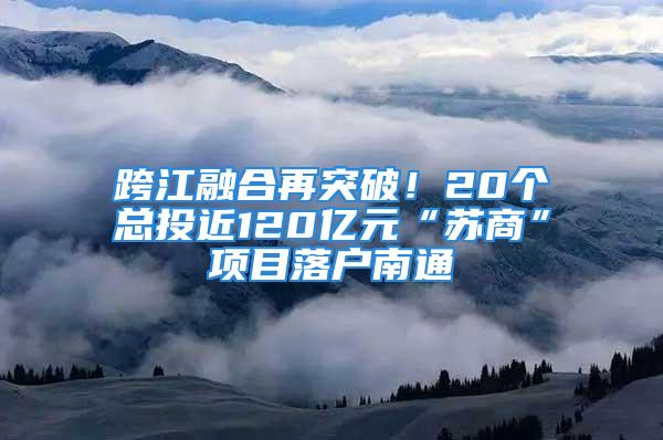 跨江融合再突破！20个总投近120亿元“苏商”项目落户南通