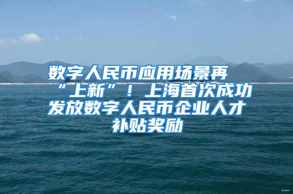 数字人民币应用场景再“上新”！上海首次成功发放数字人民币企业人才补贴奖励