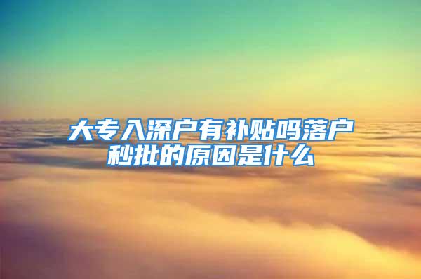 大专入深户有补贴吗落户秒批的原因是什么