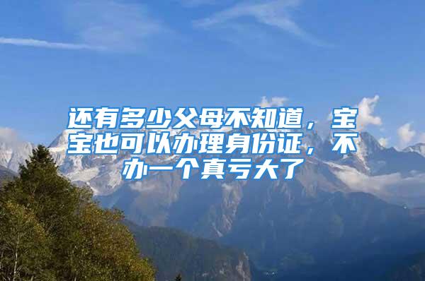 还有多少父母不知道，宝宝也可以办理身份证，不办一个真亏大了