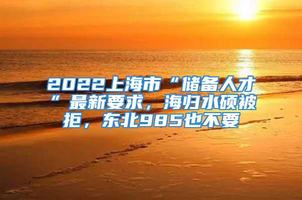 2022上海市“储备人才”最新要求，海归水硕被拒，东北985也不要