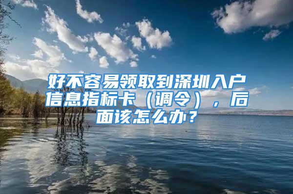 好不容易领取到深圳入户信息指标卡（调令），后面该怎么办？