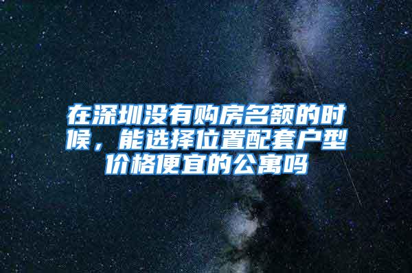 在深圳没有购房名额的时候，能选择位置配套户型价格便宜的公寓吗