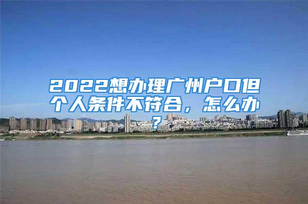 2022想办理广州户口但个人条件不符合，怎么办？