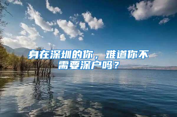 身在深圳的你，难道你不需要深户吗？