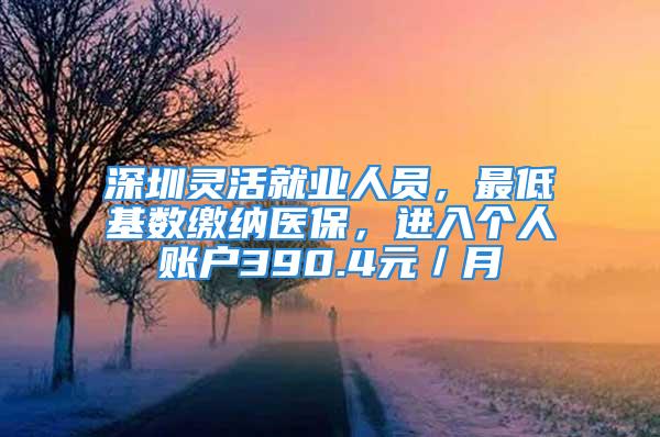 深圳灵活就业人员，最低基数缴纳医保，进入个人账户390.4元／月