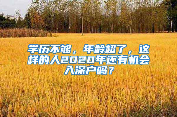 学历不够，年龄超了，这样的人2020年还有机会入深户吗？