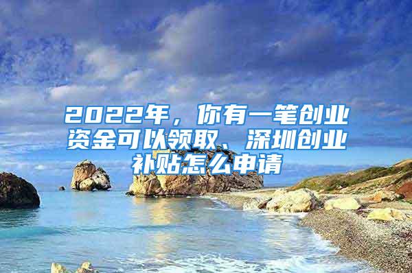 2022年，你有一笔创业资金可以领取、深圳创业补贴怎么申请