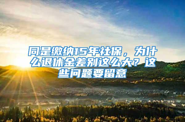 同是缴纳15年社保，为什么退休金差别这么大？这些问题要留意