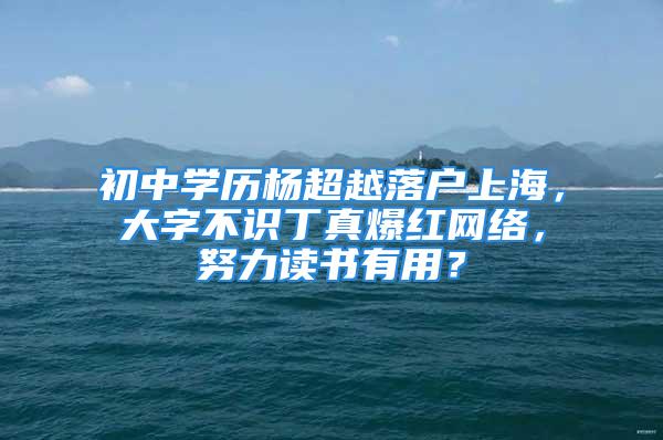 初中学历杨超越落户上海，大字不识丁真爆红网络，努力读书有用？