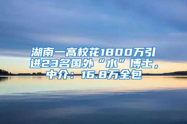 湖南一高校花1800万引进23名国外“水”博士，中介：16.8万全包