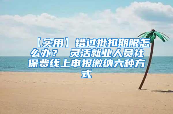 【实用】错过批扣期限怎么办？ 灵活就业人员社保费线上申报缴纳六种方式