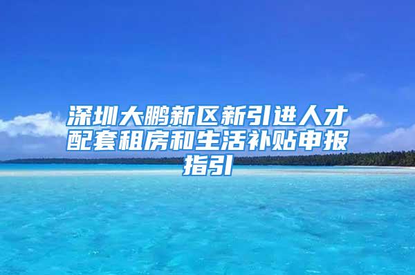 深圳大鹏新区新引进人才配套租房和生活补贴申报指引