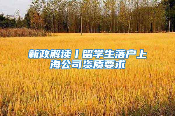 新政解读丨留学生落户上海公司资质要求