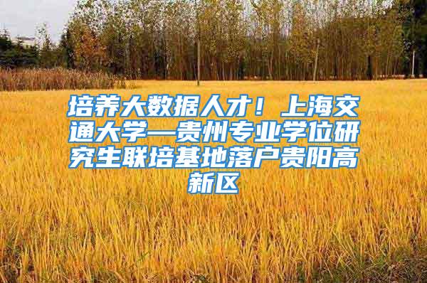 培养大数据人才！上海交通大学—贵州专业学位研究生联培基地落户贵阳高新区