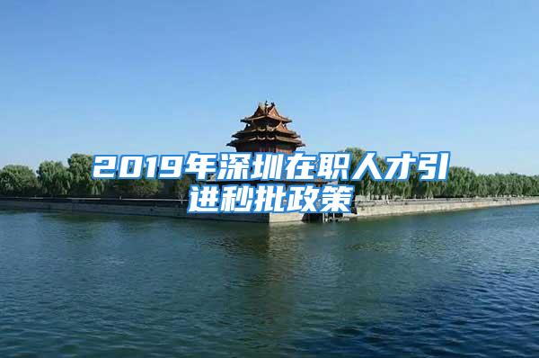 2019年深圳在职人才引进秒批政策