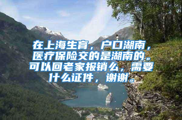 在上海生育，户口湖南，医疗保险交的是湖南的。可以回老家报销么，需要什么证件，谢谢。