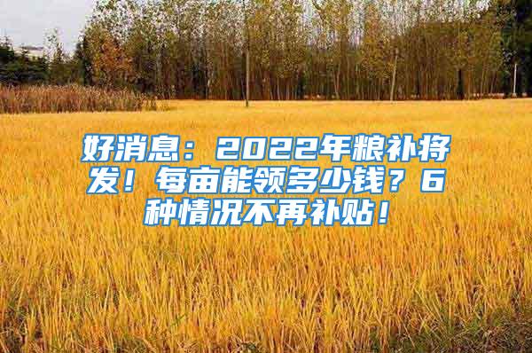 好消息：2022年粮补将发！每亩能领多少钱？6种情况不再补贴！