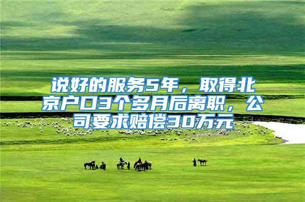 说好的服务5年，取得北京户口3个多月后离职，公司要求赔偿30万元