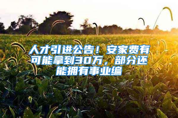 人才引进公告！安家费有可能拿到30万，部分还能拥有事业编