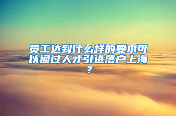 员工达到什么样的要求可以通过人才引进落户上海？