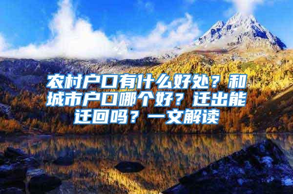 农村户口有什么好处？和城市户口哪个好？迁出能迁回吗？一文解读