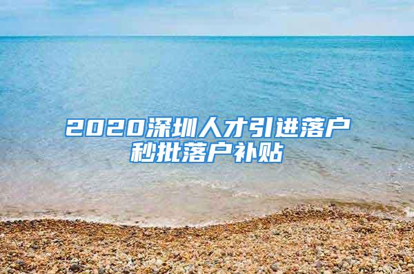 2020深圳人才引进落户秒批落户补贴