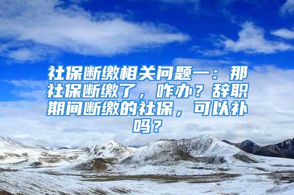 社保断缴相关问题一：那社保断缴了，咋办？辞职期间断缴的社保，可以补吗？