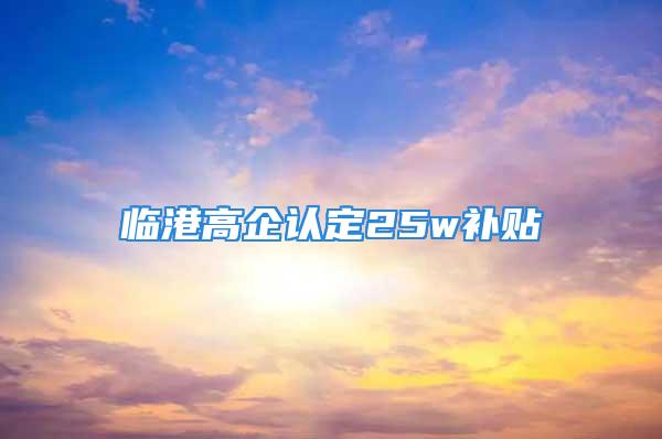 临港高企认定25w补贴