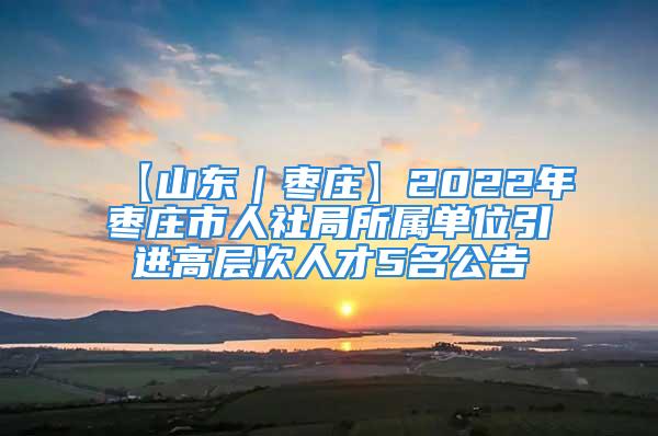 【山东｜枣庄】2022年枣庄市人社局所属单位引进高层次人才5名公告