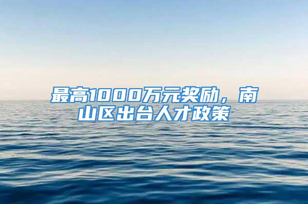 最高1000万元奖励，南山区出台人才政策