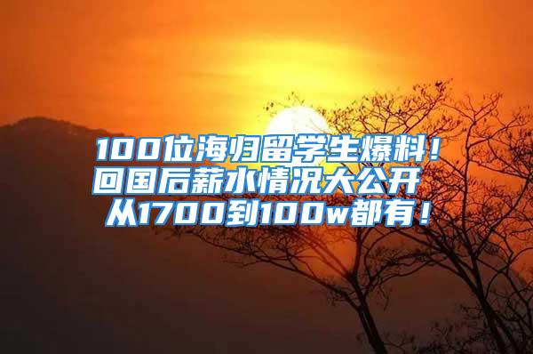 100位海归留学生爆料！回国后薪水情况大公开 从1700到100w都有！